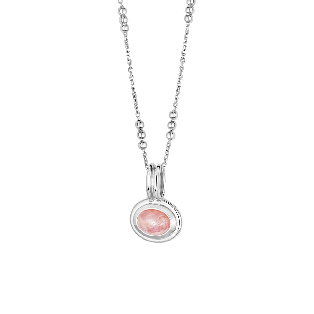 Rhodochrosite Pendant Necklace Sterling Silver