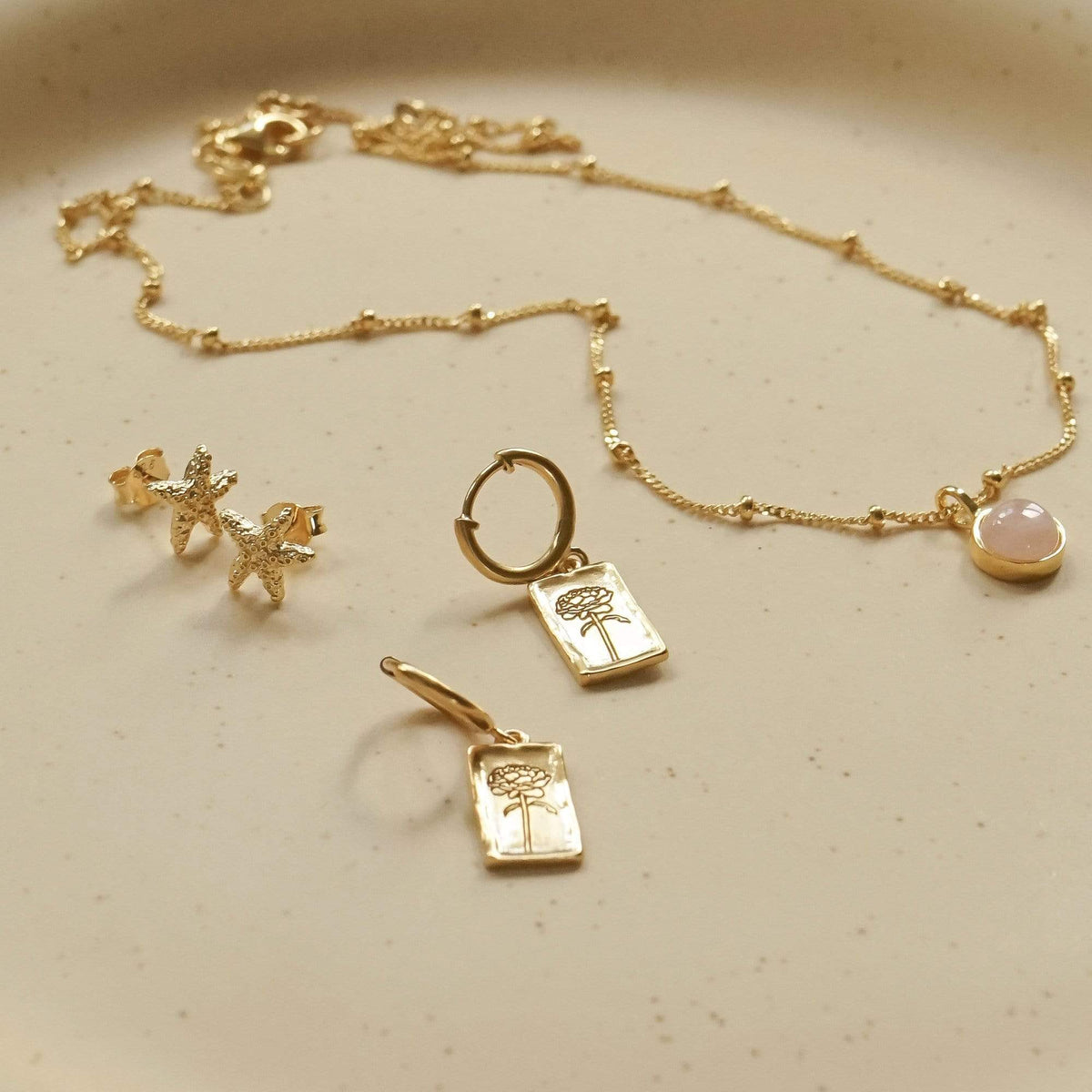 Rose Drop Earrings 18ct Gold Plate – Daisy London