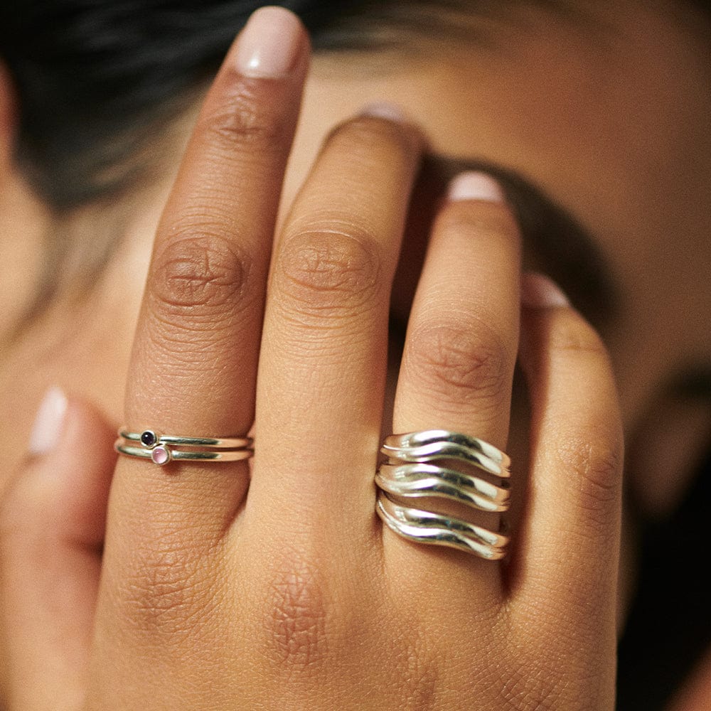 Rose Quartz Healing Stone Ring Sterling Silver