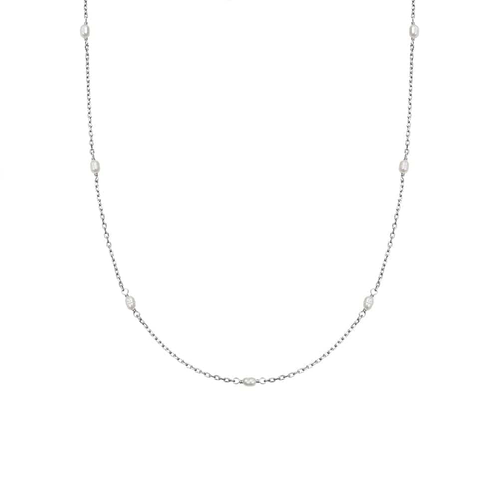 Seed Pearl Chain Necklace Sterling Silver Daisy London 9873