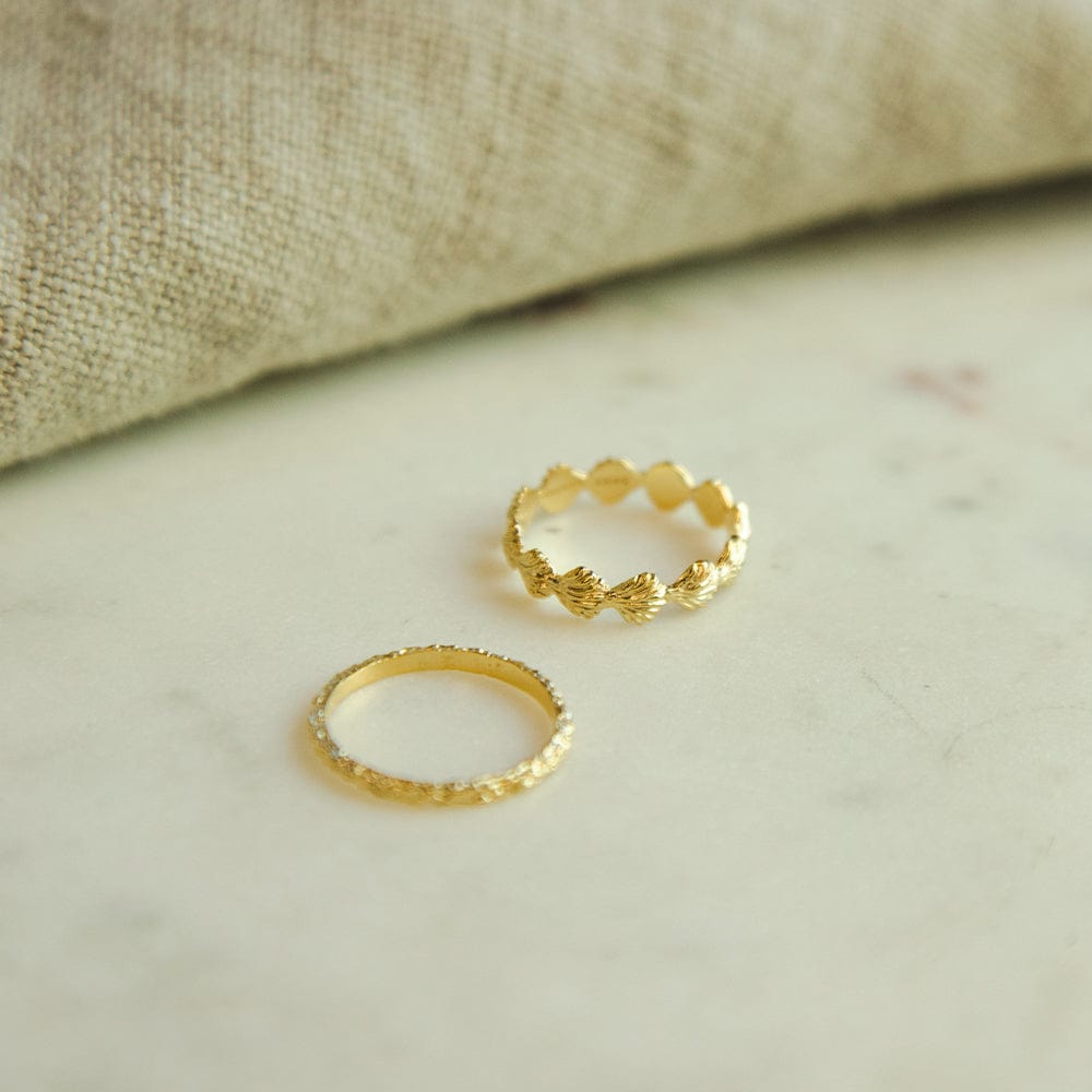 Shell Ring Stack 18ct Gold Plate