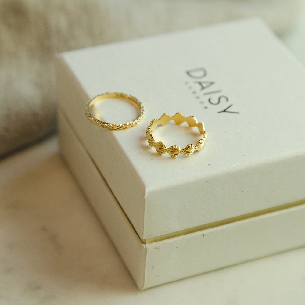 Shell Ring Stack 18ct Gold Plate