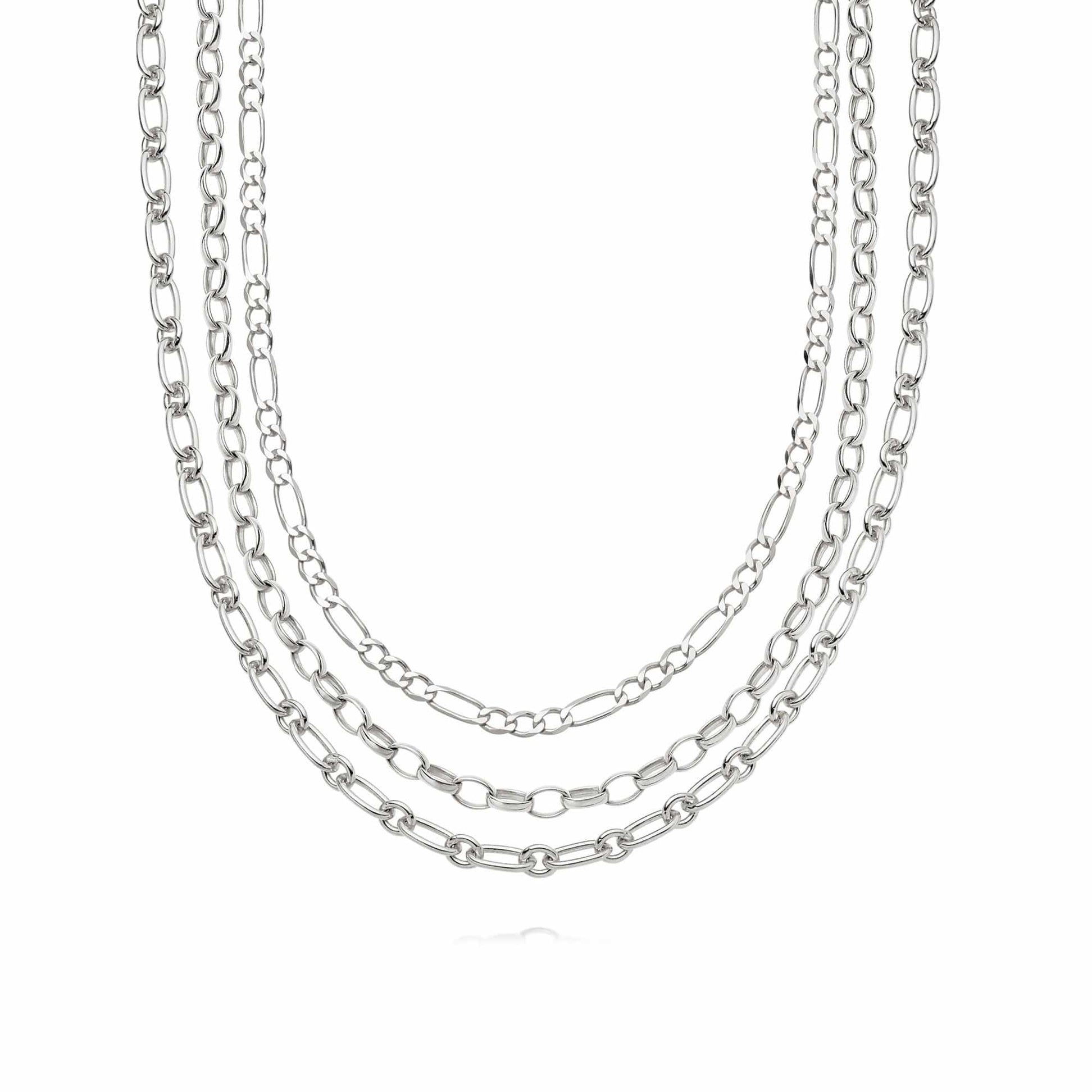 Silver Chains For Days Necklace Layering Set Sterling Silver