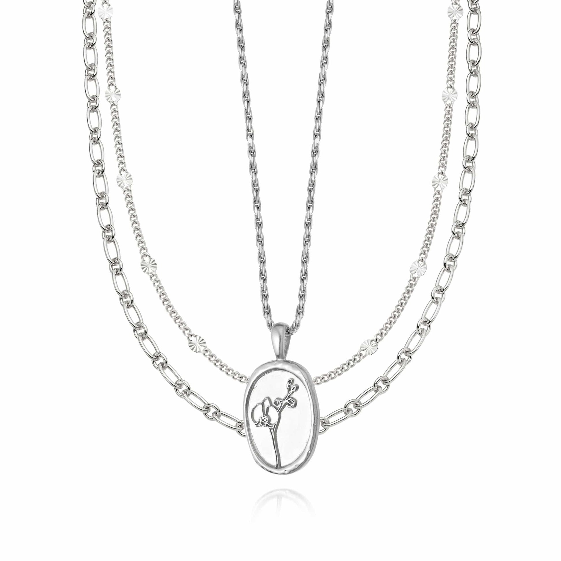 Silver Orchid Necklace Layering Set