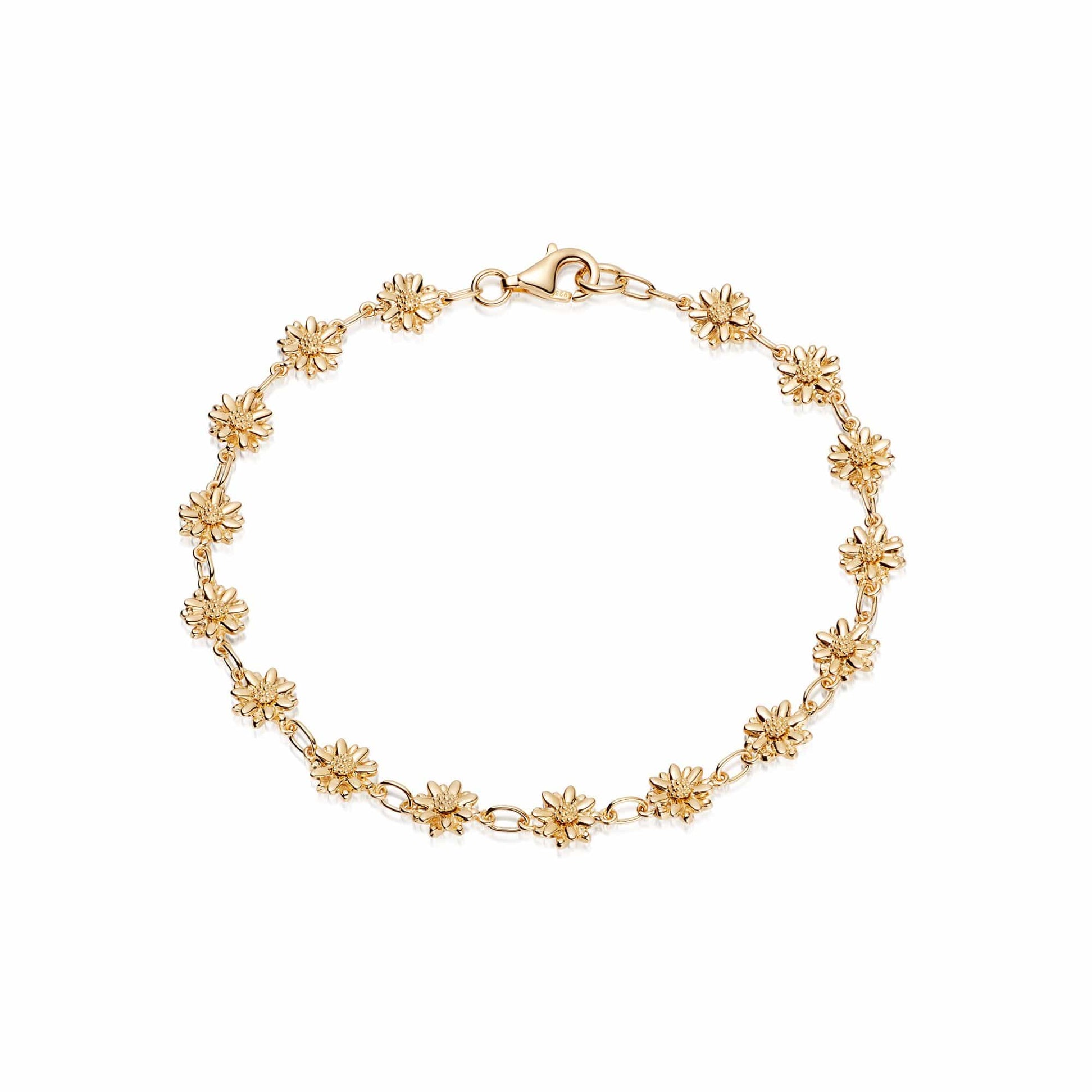 Sixteen Bellis Daisy Chain Bracelet 18ct Gold Plate 