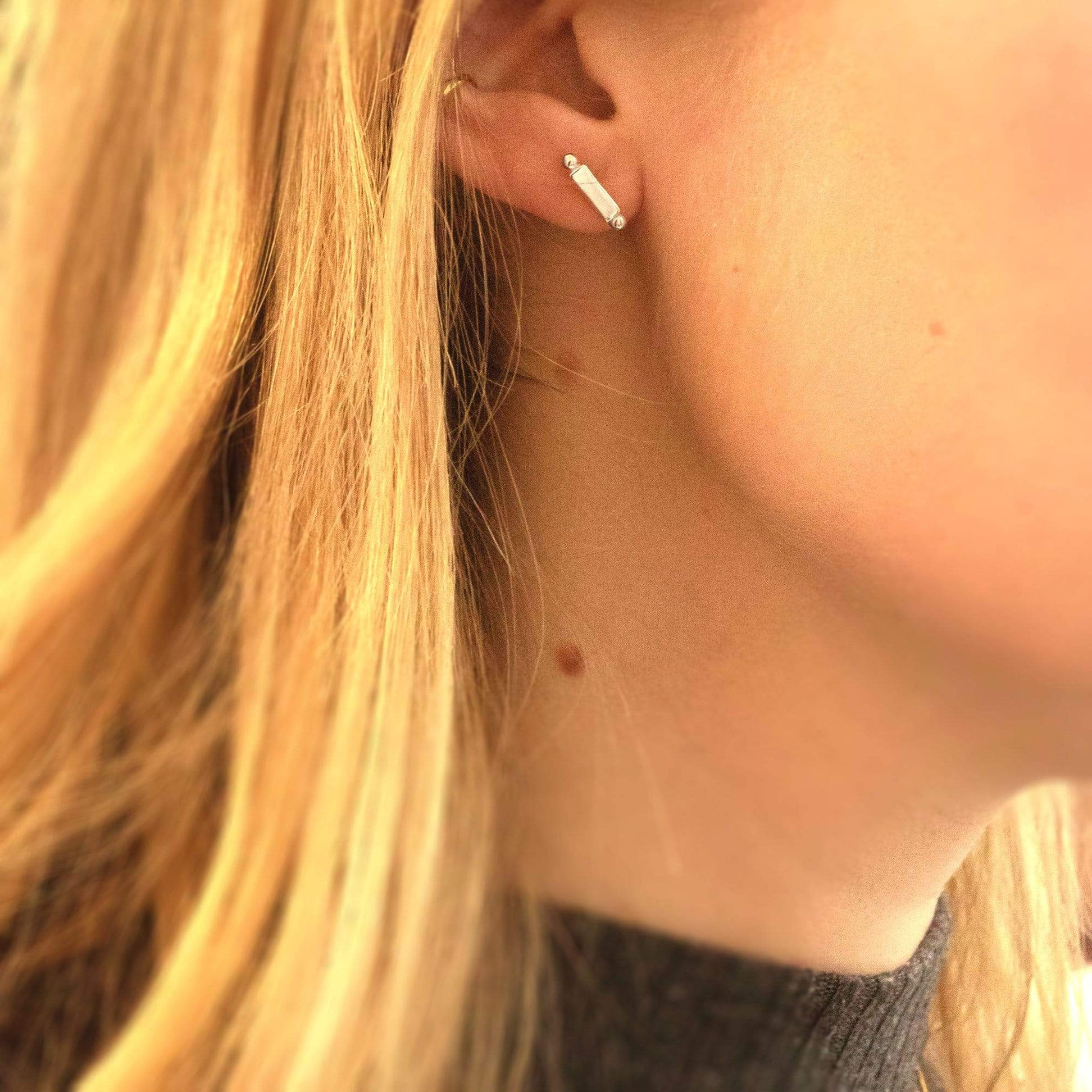 Stacked Bar Studs Sterling Silver