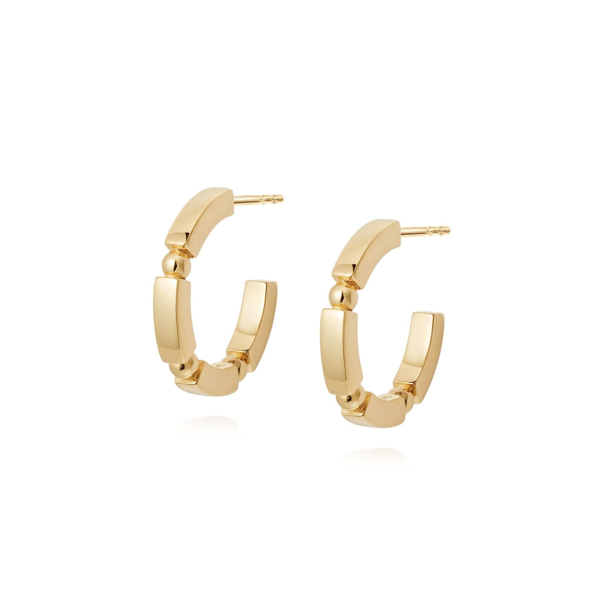 Bar & Ball Midi Hoop Earrings 18ct Gold Plate