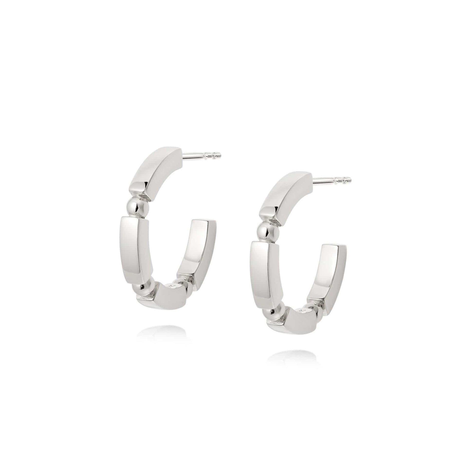 Bar & Ball Midi Hoop Earrings Sterling Silver