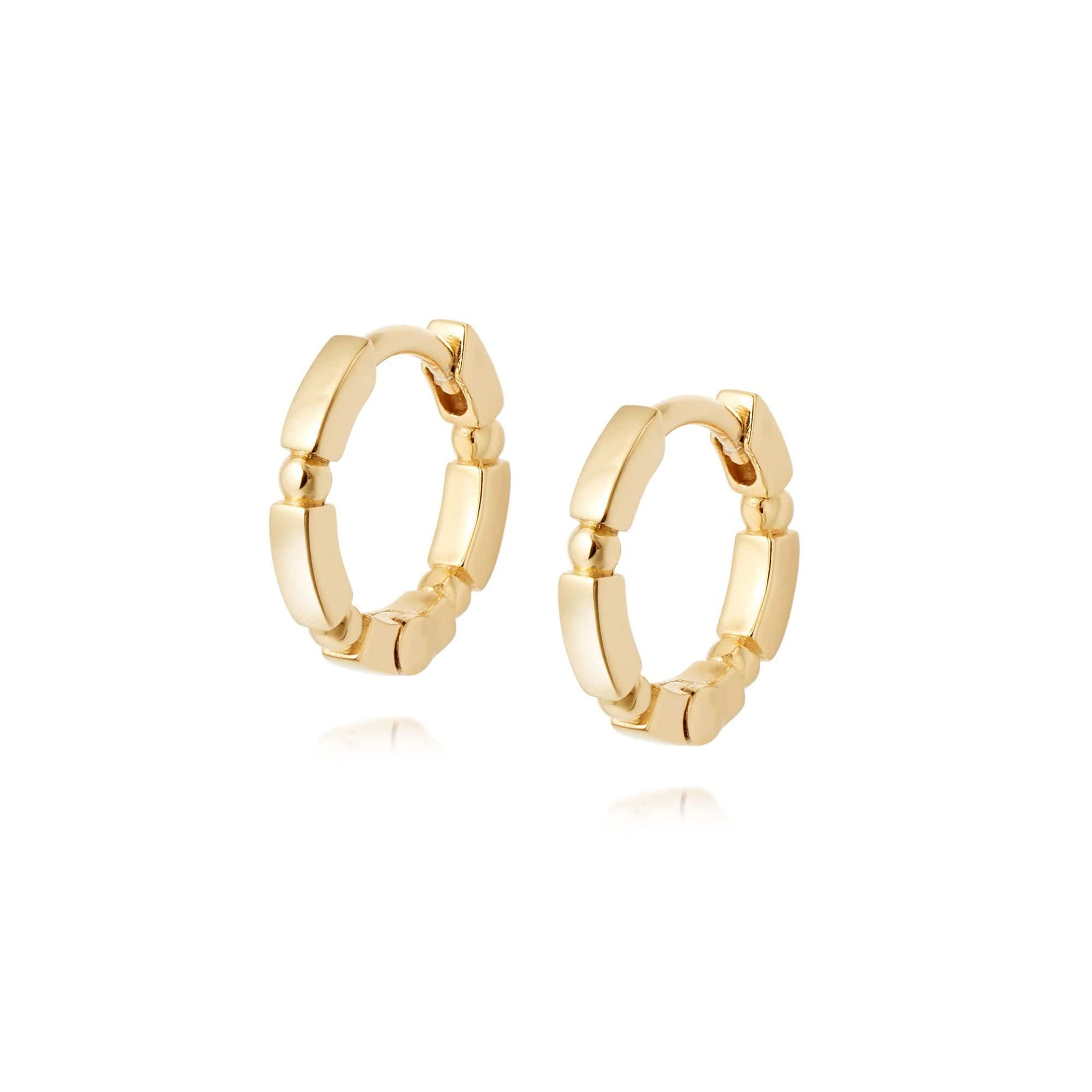 Bar & Ball Huggie Hoop Earrings 18ct Gold Plate