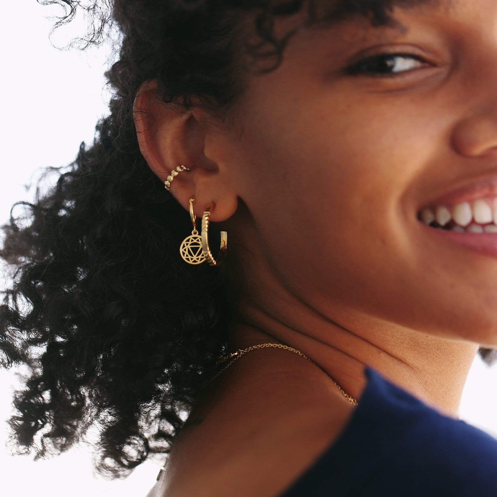 Stacked Rope Midi Hoop Earrings 18Ct Gold Plate