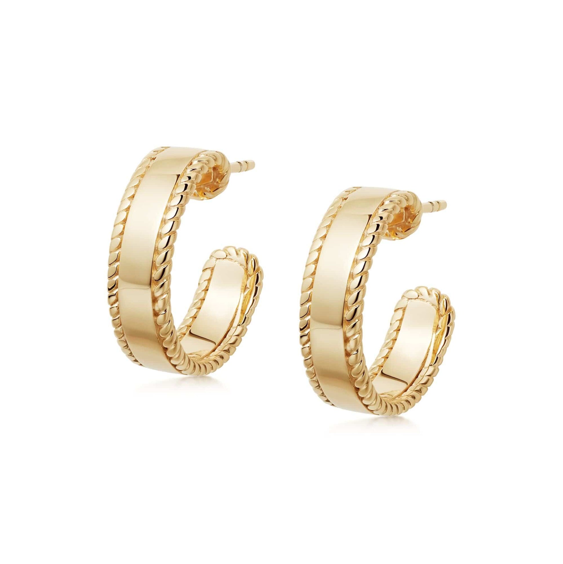 Stacked Roped Midi Hoop Earrings 18Ct Gold Plate