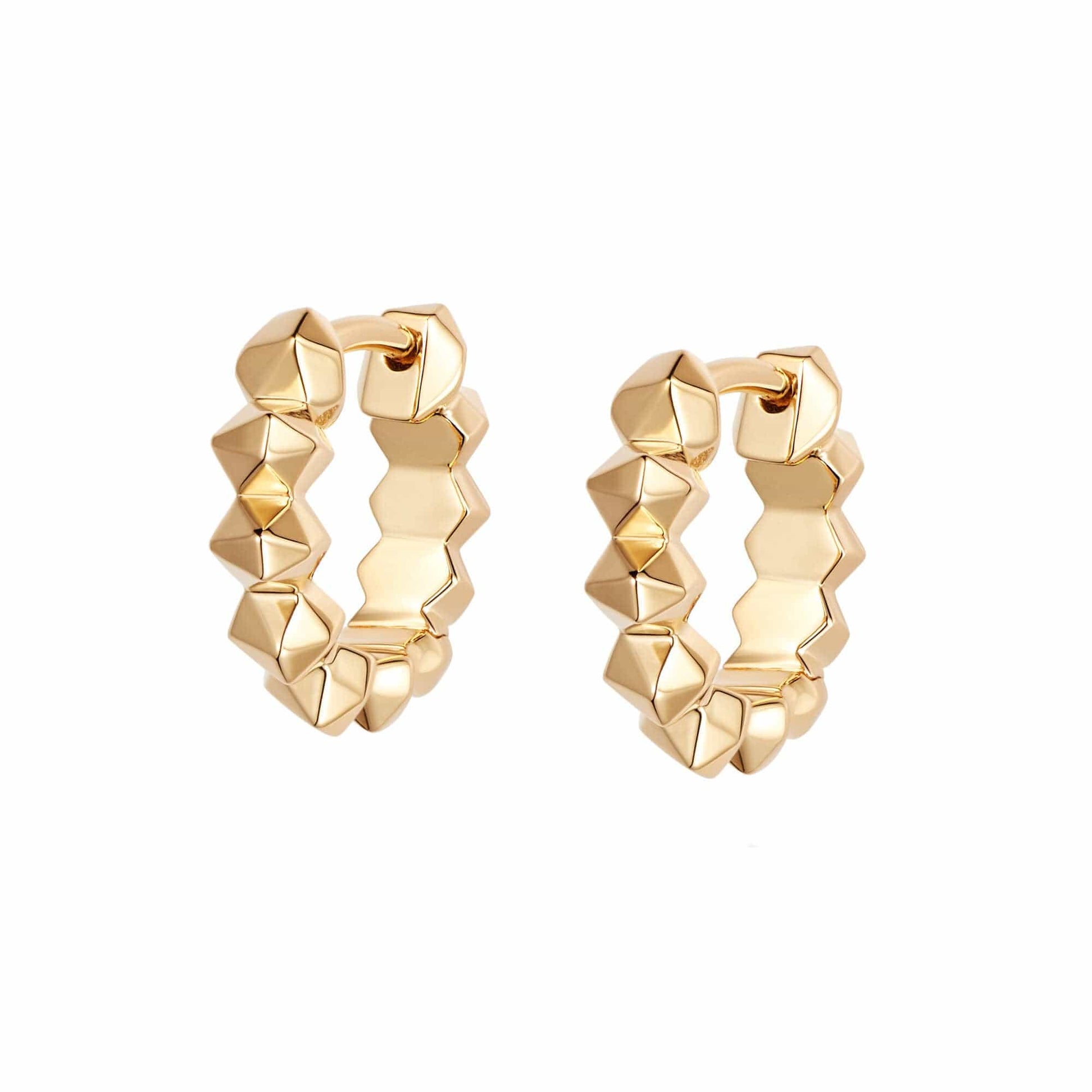 Studded Huggie Hoop Earrings 18ct Gold Plate