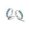 Teal Fine Stripe Huggie Hoop Earrings Sterling Silver