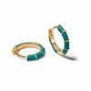 Teal Stripe Huggie Hoop Earrings 18ct Gold Plate