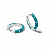 Teal Stripe Huggie Hoop Earrings Sterling Silver