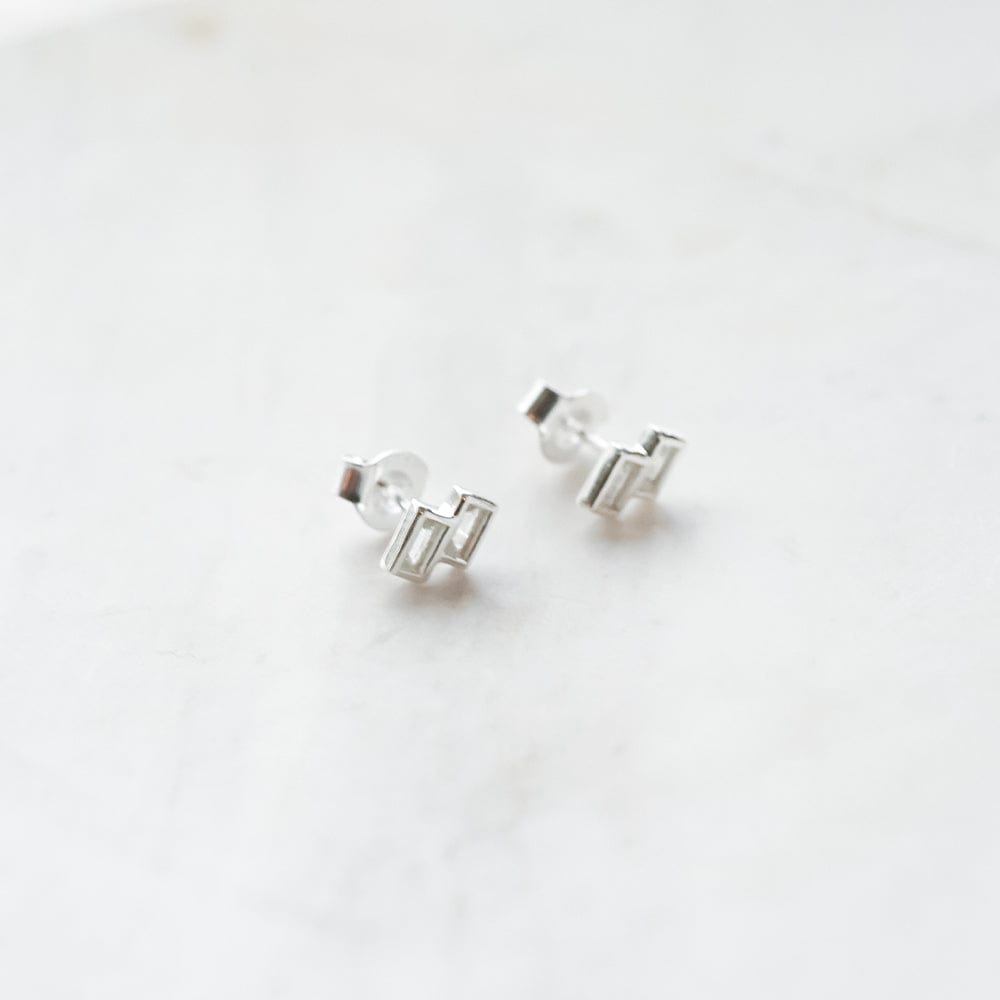 Tetris Sparkle Stud Earrings Sterling Silver