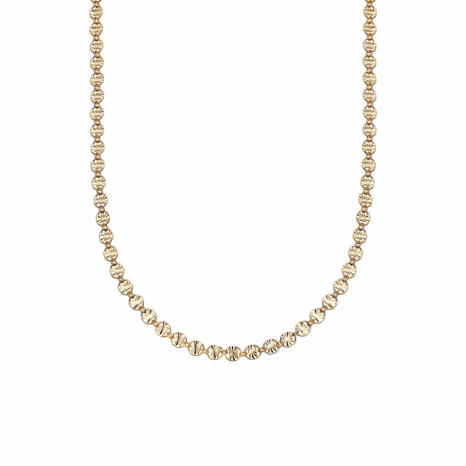 Textured Sunburst Chain Necklace 18ct Gold Plate