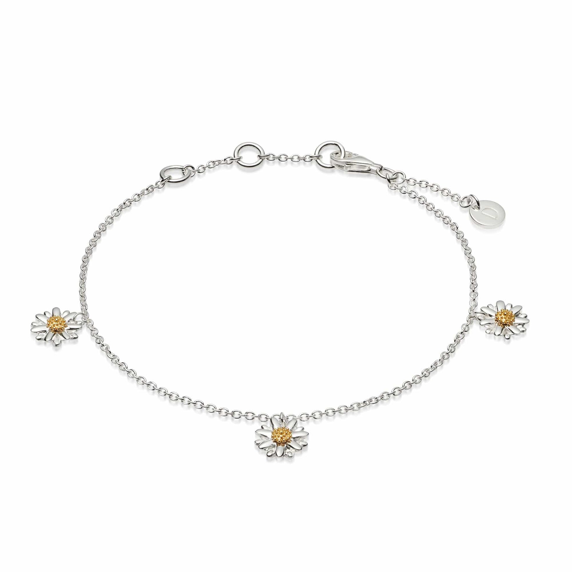 Three English Daisy Drop Chain Bracelet