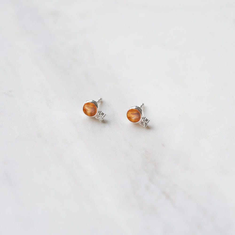 Tigers Eye Sparkle Stud Earrings Sterling Silver