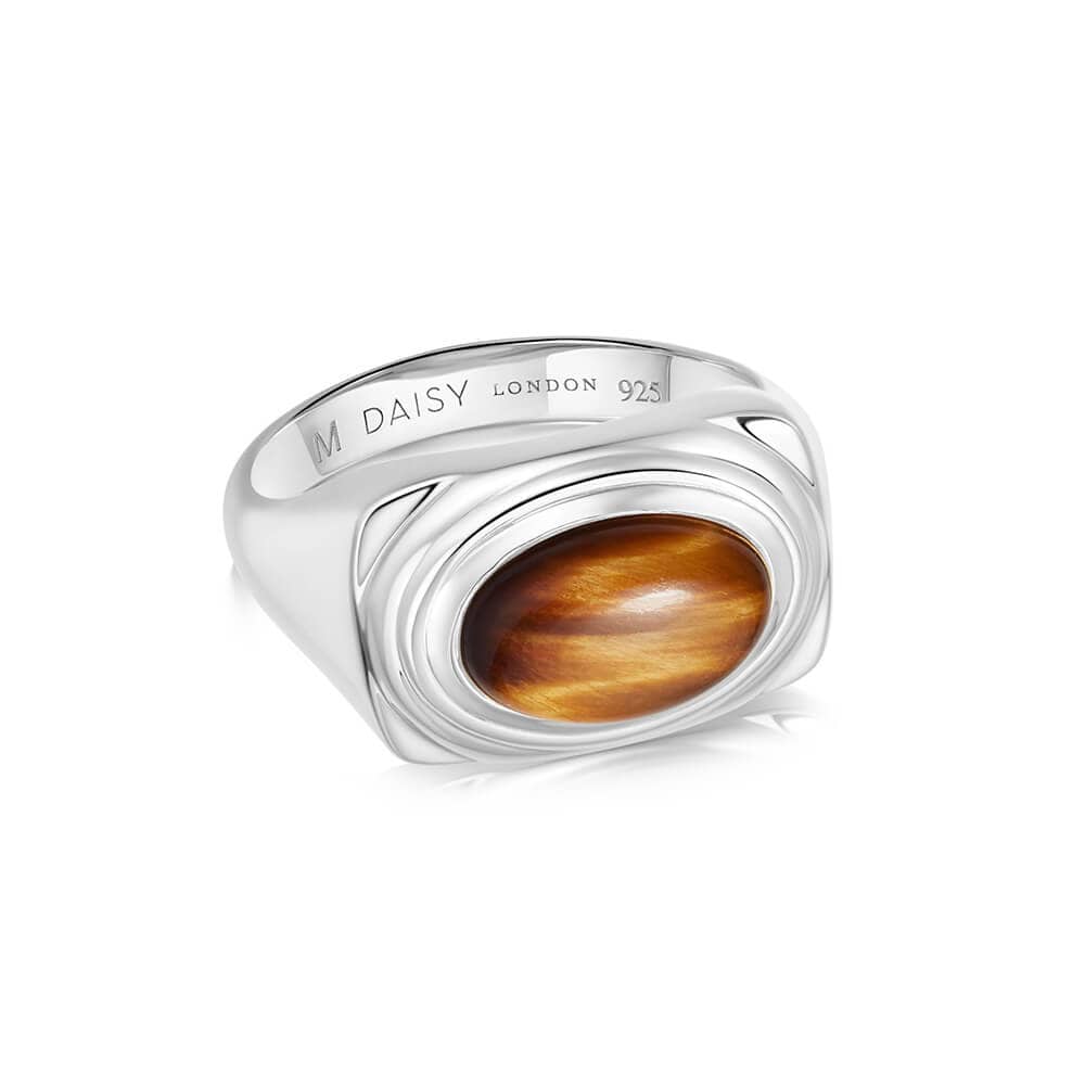 Tigers Eye Bold Ring Sterling Silver