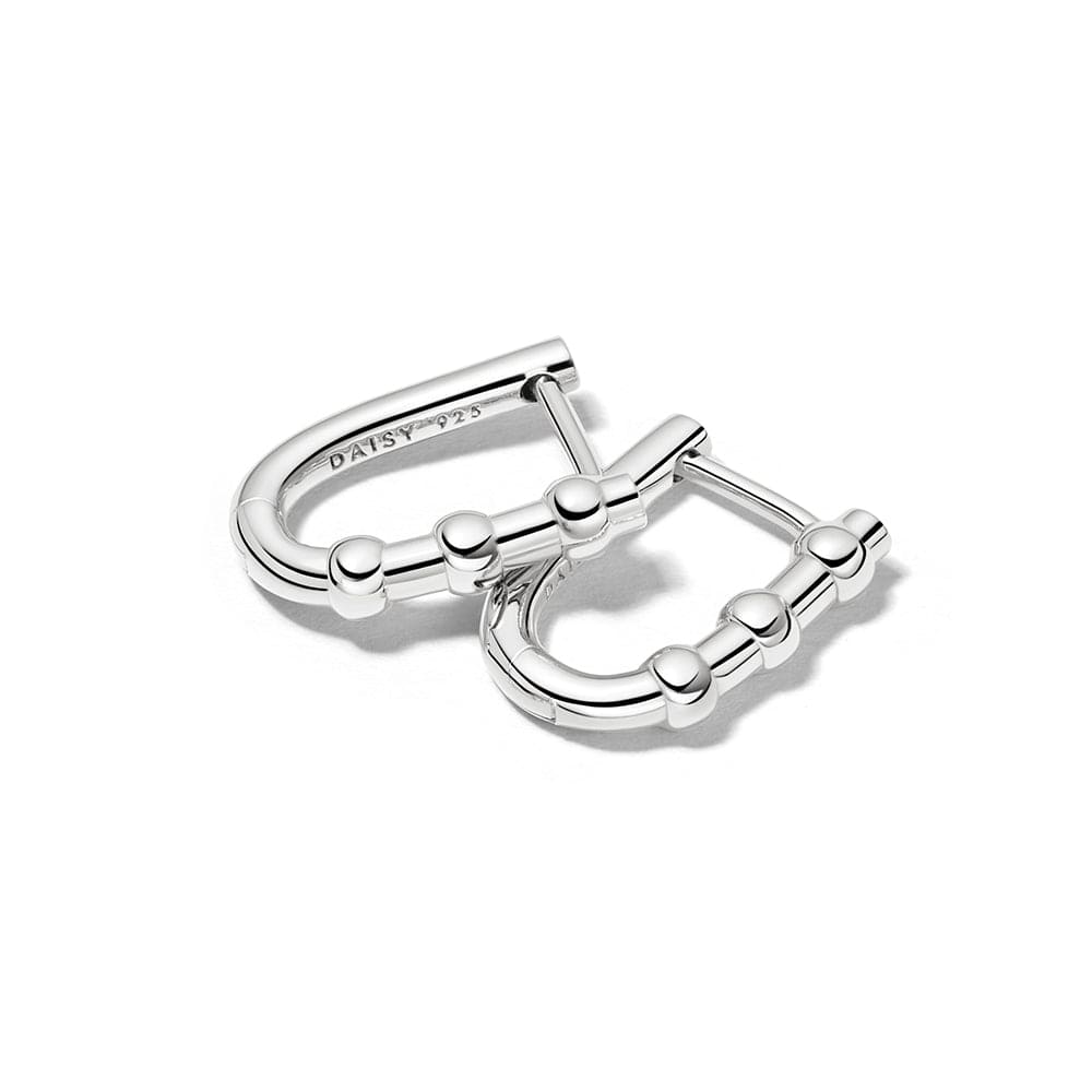 Modern Bobble Huggie Hoop Earrings Sterling Silver