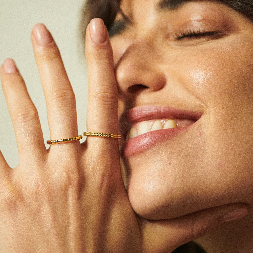 Modern Bobble Stacking Ring 18ct Gold Plate