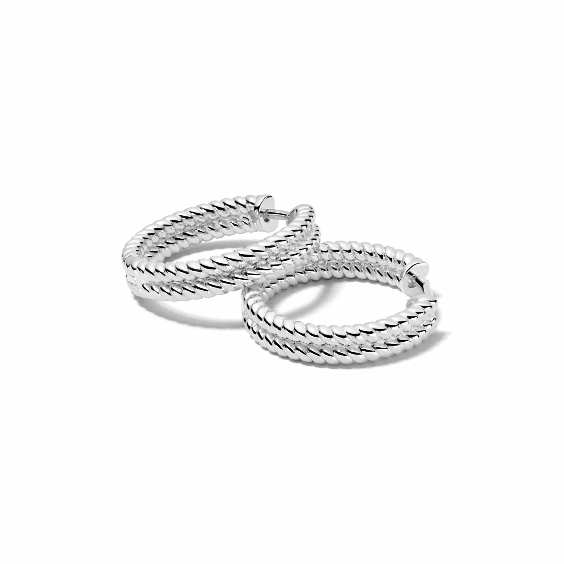 Double Rope Hoop Earrings Sterling Silver