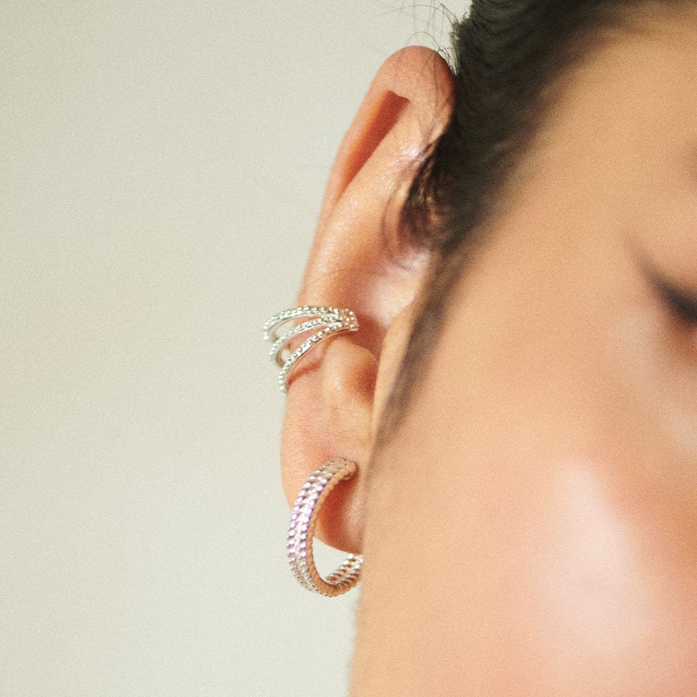 Double Rope Hoop Earrings Sterling Silver