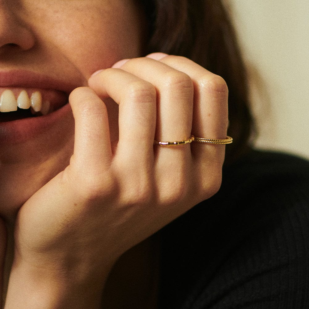 Double Rope Stacking Ring 18ct Gold Plate