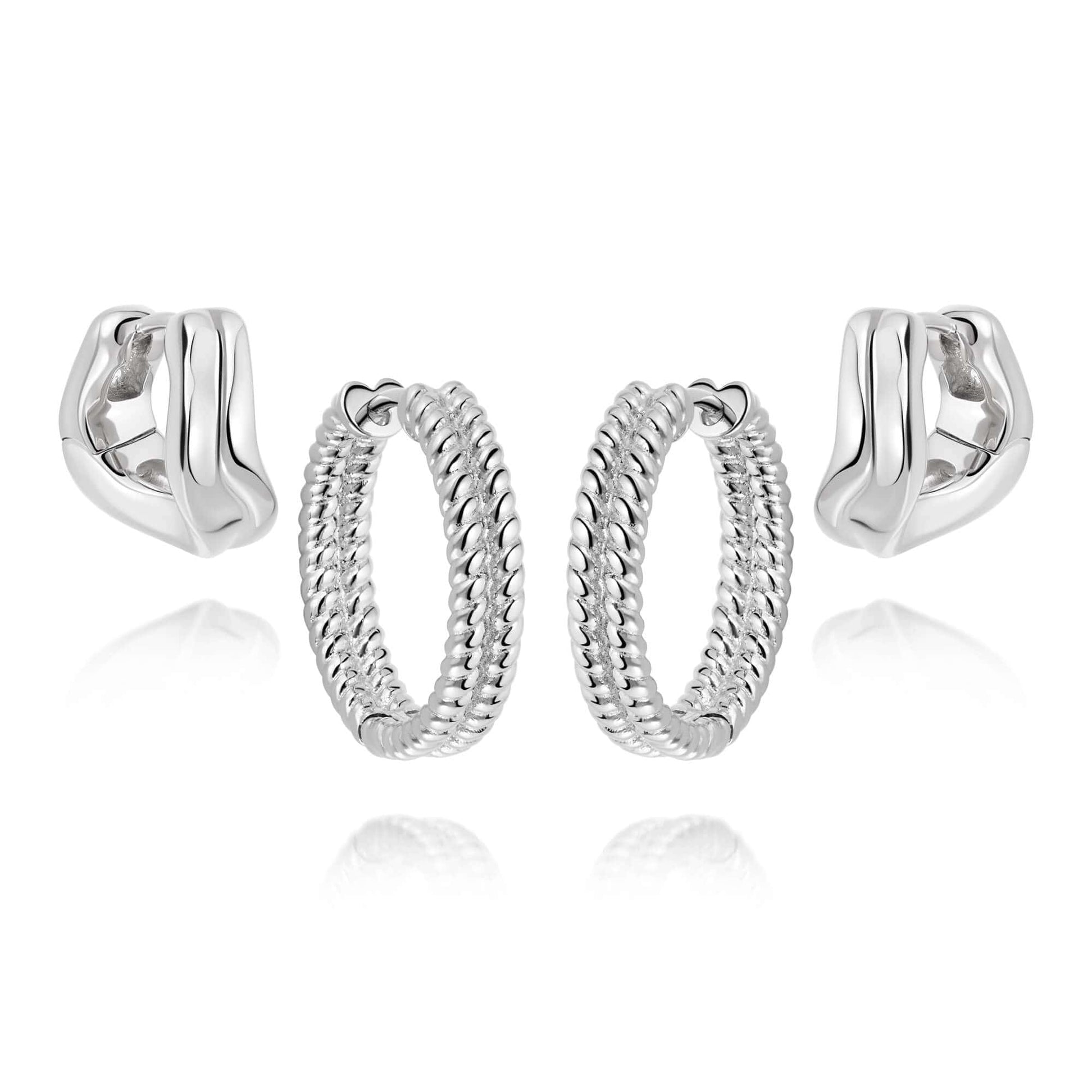 Treasures Double Wave Earring Stack Sterling Silver