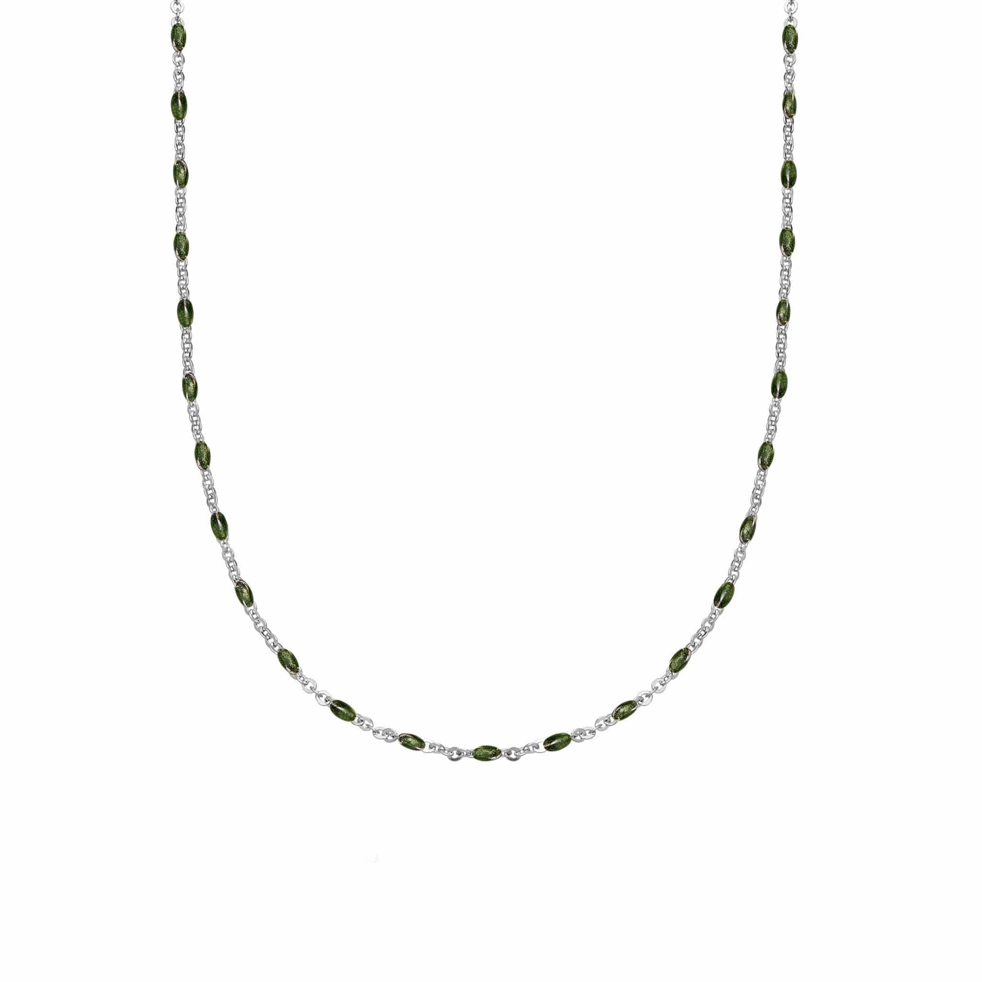 Treasures Green Beaded Necklace Sterling Silver