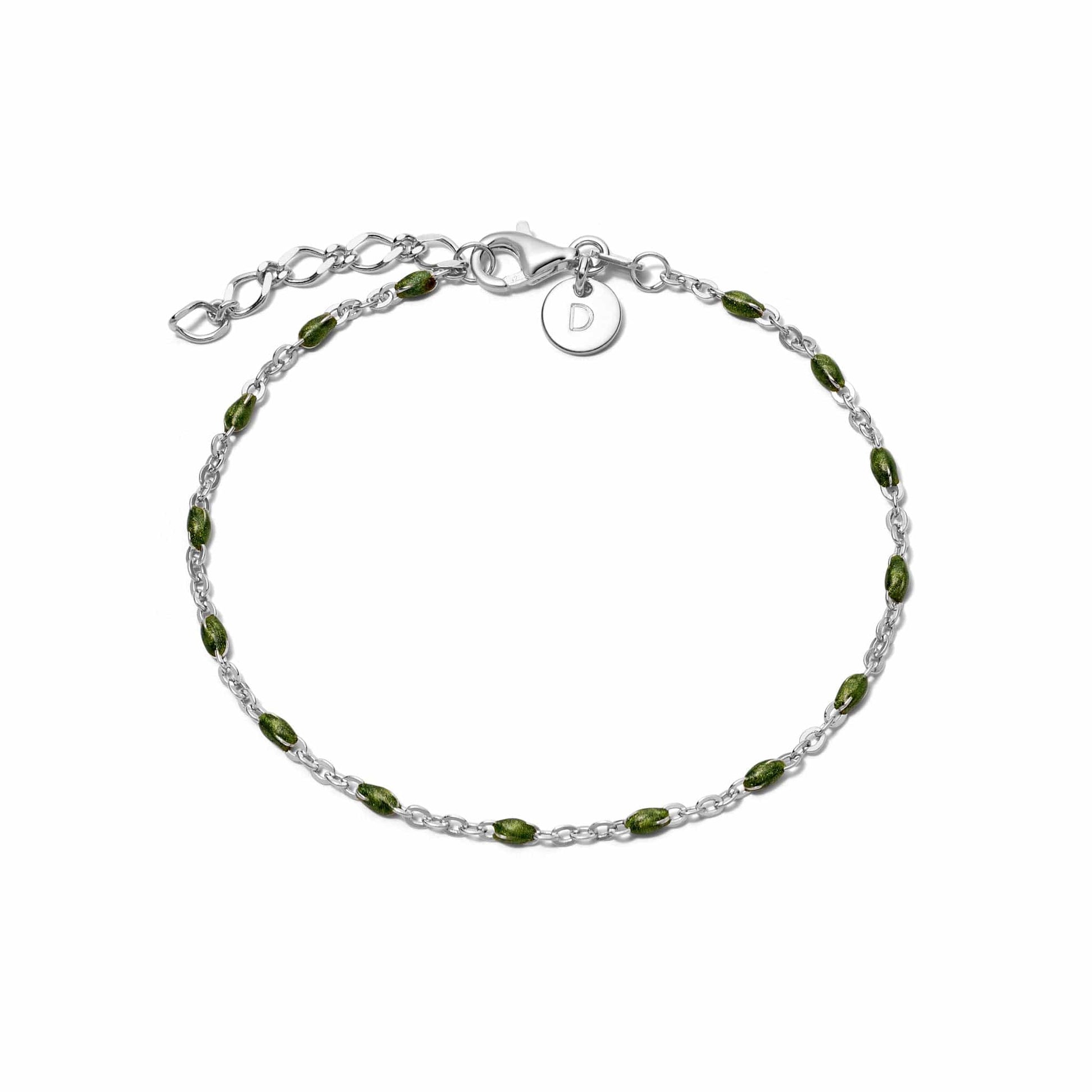 Treasures Green Beaded Bracelet Sterling Silver