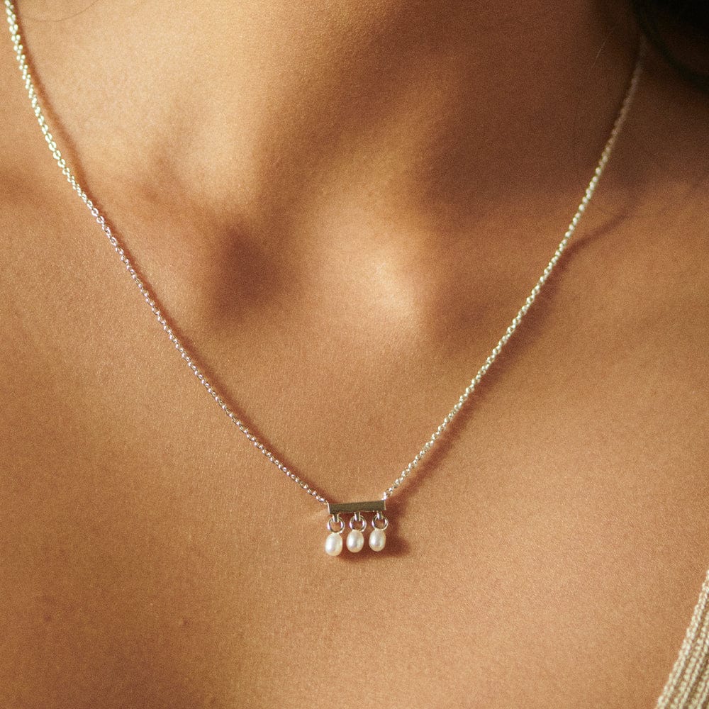 Treasures Seed Pearl Trio Necklace Sterling Silver