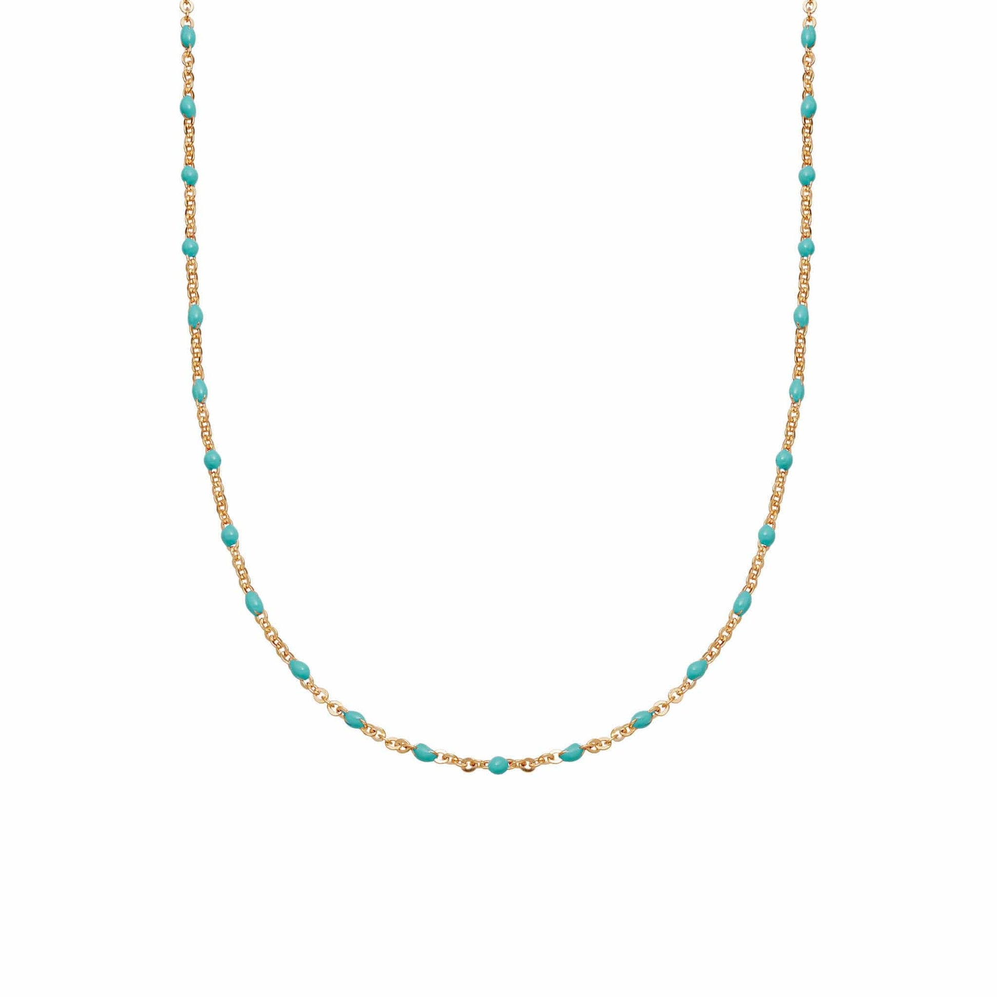 Treasures Turquoise Beaded Necklace 18ct Gold Plate