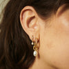 Wave Seed Pearl Stud Earrings 18ct Gold Plate