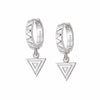 Triangle Engraved Drop Huggie Earrings Sterling Silver