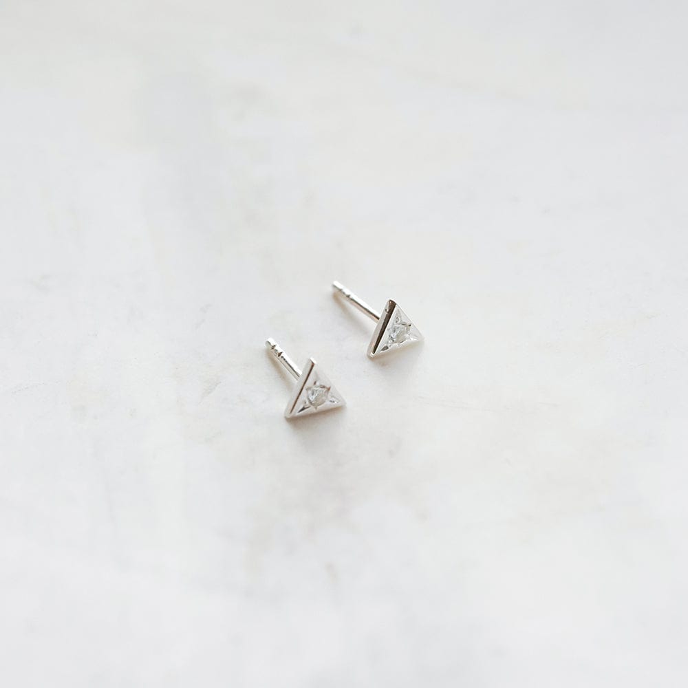 Triangle Sparkle Stud Earrings Sterling Silver