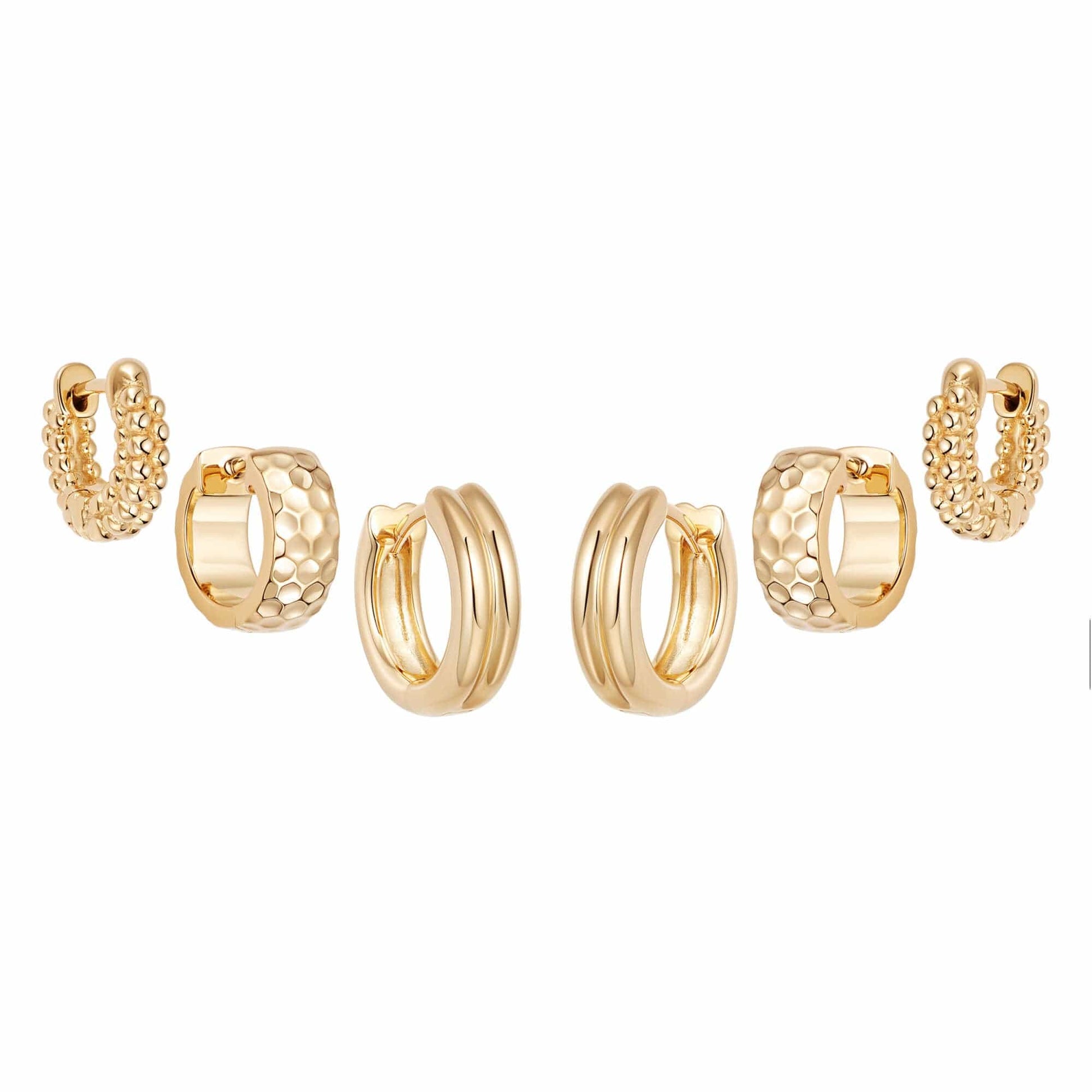 Triple Huggie Earring Stack 18ct Gold Plate