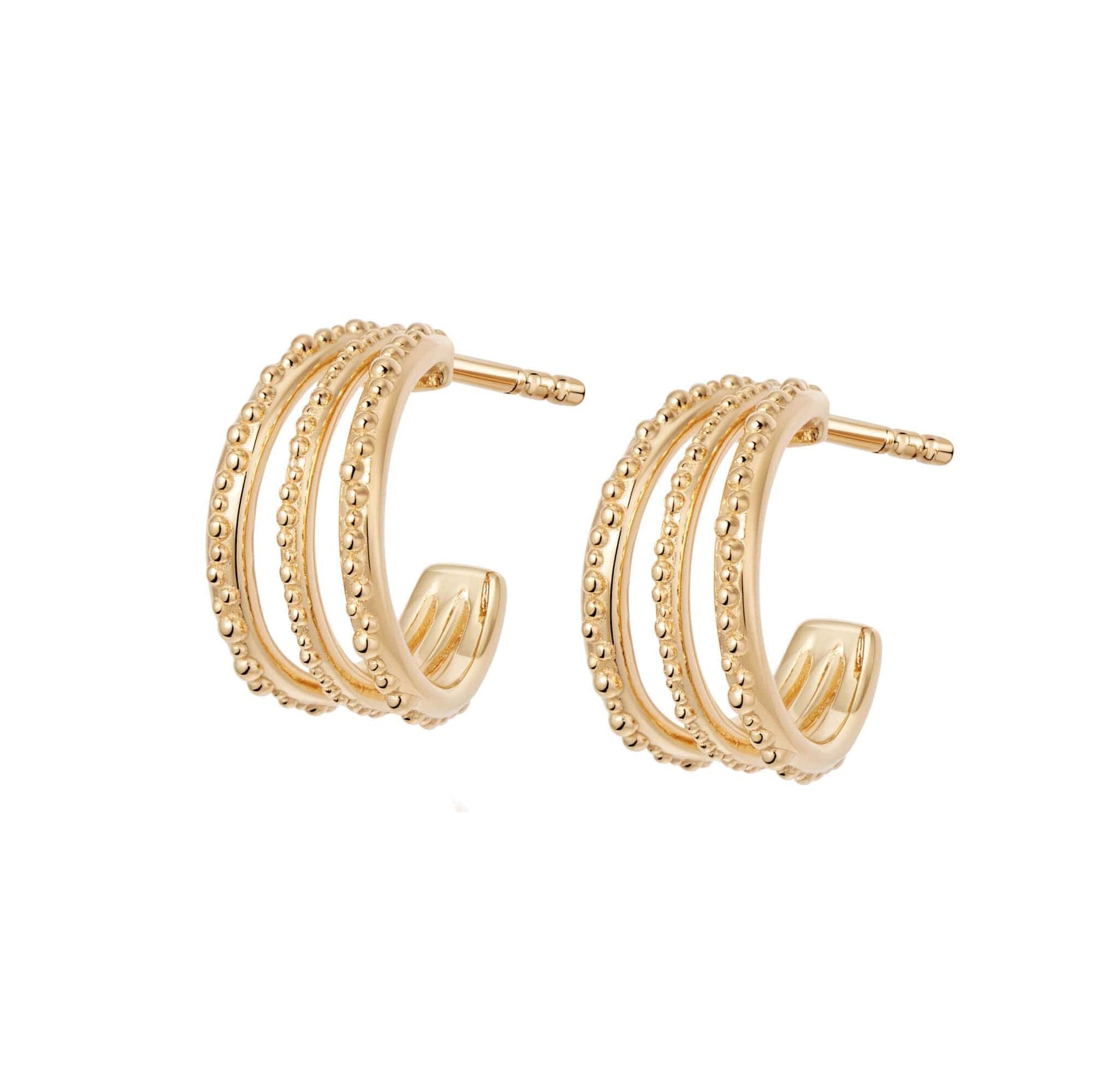 Triple Huggie Hoop Earrings 18ct Gold Plate