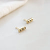 Triple Smokey Quartz Stud Earrings 18ct Gold Plate