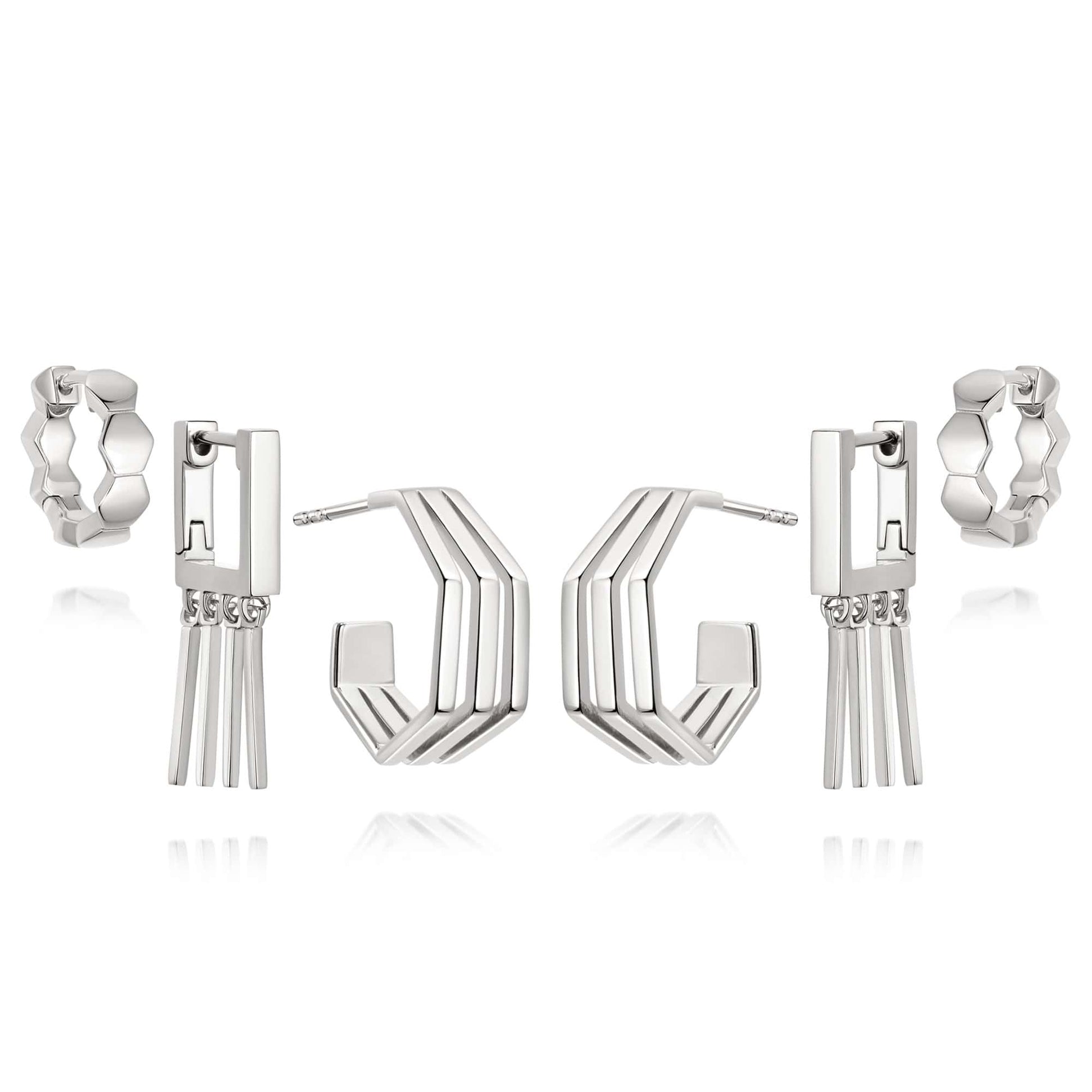 Ultimate Silver Siren Huggie Earring Stack