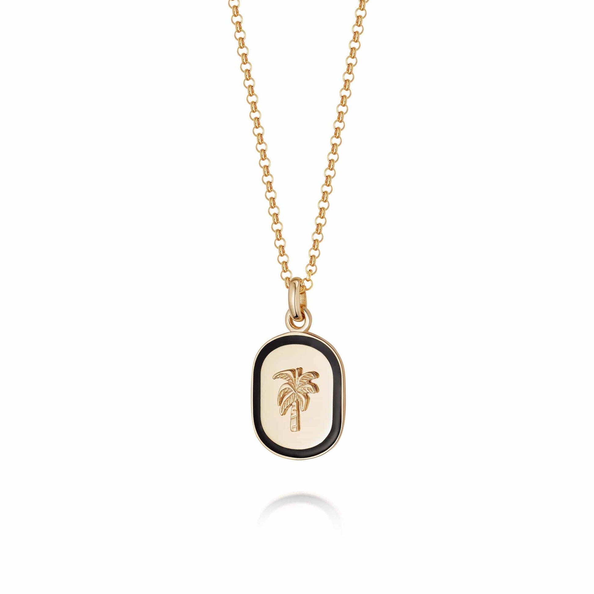 Palm Enamel Necklace 18ct Gold Plate