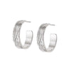 Woven Texture Hoop Earrings Sterling Silver